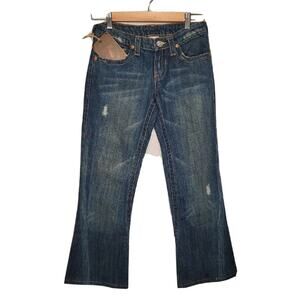 True Religion Women's Blue Dark Vintage Joey Flare Flap Jeans Size 27